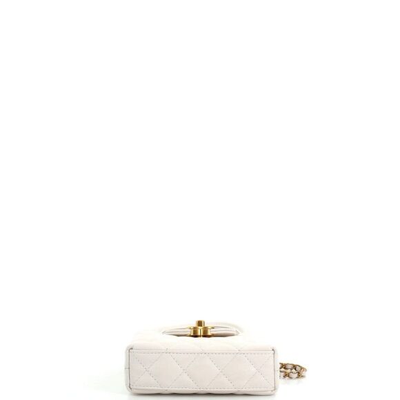 Chanel Kelly Top Handle Clutch with Chain Quilted Shiny Aged Calfskin White - Picture 4 of 6